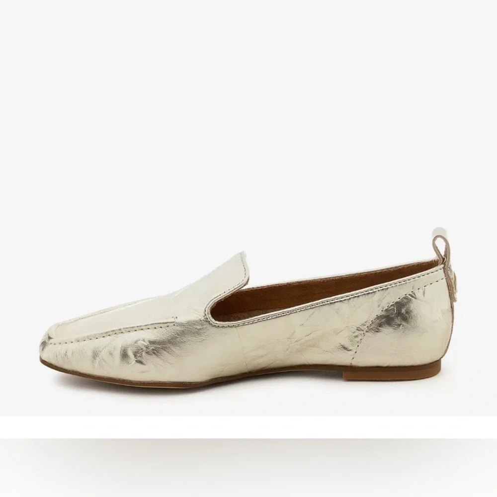 Kelsi Dagger Metallic Silver Square-Toe Loafers - Picture 6 of 13